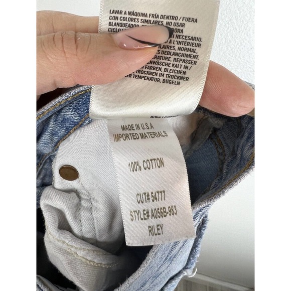 Agolde Riley High Rise Straight Leg Jeans 25 Distressed Light Wash Button Fly - Picture 11 of 11